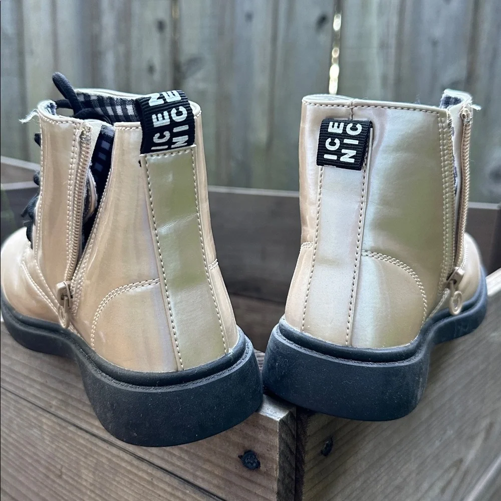 Ovekos Kids High Top Boots Metallic Gold boots size 33